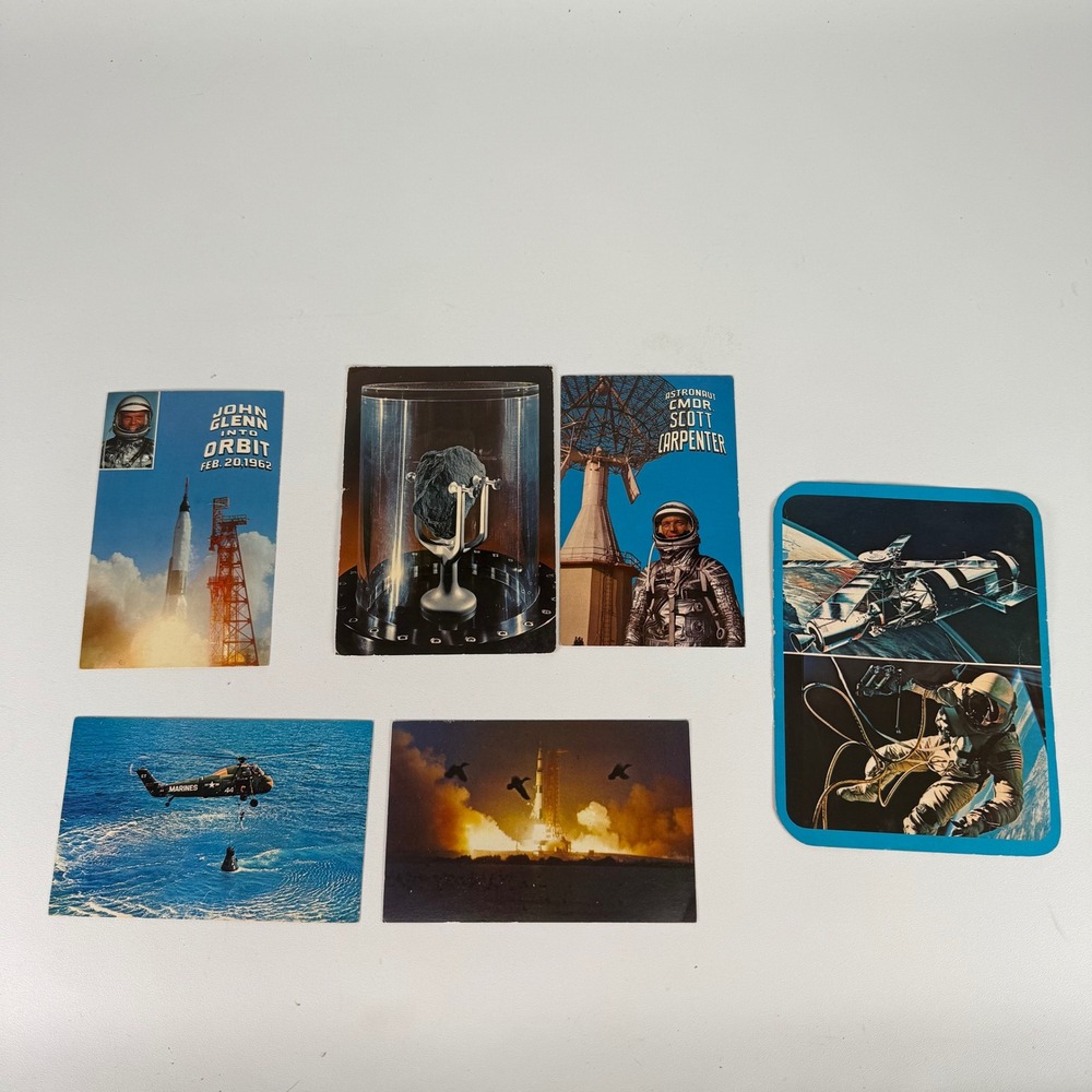 Vintage NASA Space Postcard Lot John Glenn Scott Carpenter Apollo XII Skylab 6pc